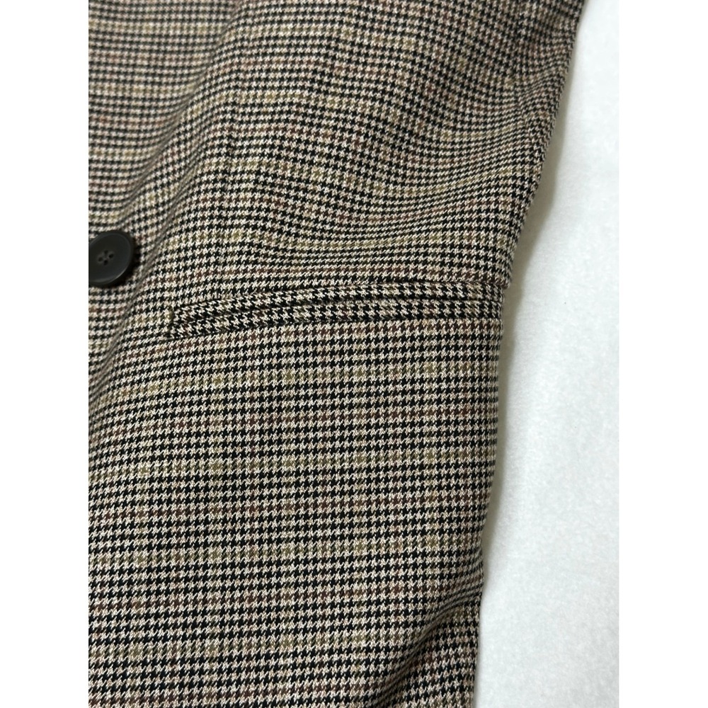 HM Brown Houndstooth Plaid Blazer Oversized Long Sleeve Jacket Small A12-099 - Picture 10 of 10